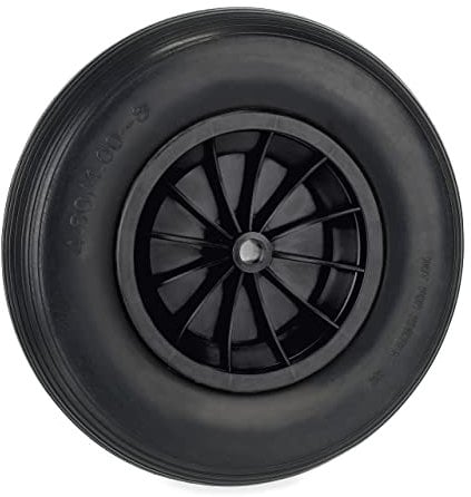 Relaxdays Roue de brouette 4.80/4.00-8, Pneu en Caoutchouc PU, Jante Plastique, Charge Max. 100 kg, increvable, Noire