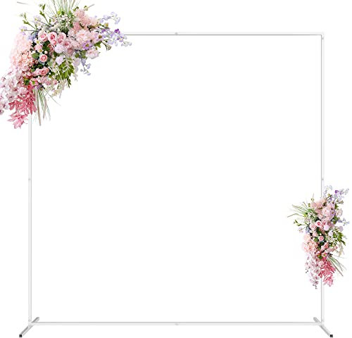 Wedding Arch Backdrop Stand 6.6x6.6 FT Square Metal Arch for Ceremony, Bridal Shower, Birthday Party, Garden, Floral Arbor, Anniversary Event Decor - White
