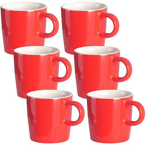 homEdge Mini Pro Espressotasse, 113.4 g / 120 ml, winzige Keramik-Kaffeetassen, Demitasse für Espresso, Tee, 6 Stück, Rot
