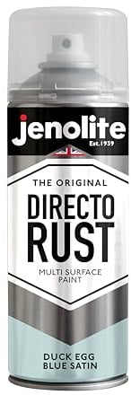 JENOLITE Directorust Spray Paint Satin Finish | DUCK EGG BLUE | 400ml | Direct To Rust Spray Paint For Metal | All-In-One Multi Surface Paint for Metal, Wood, Plastic, Ceramic | BS 16C33