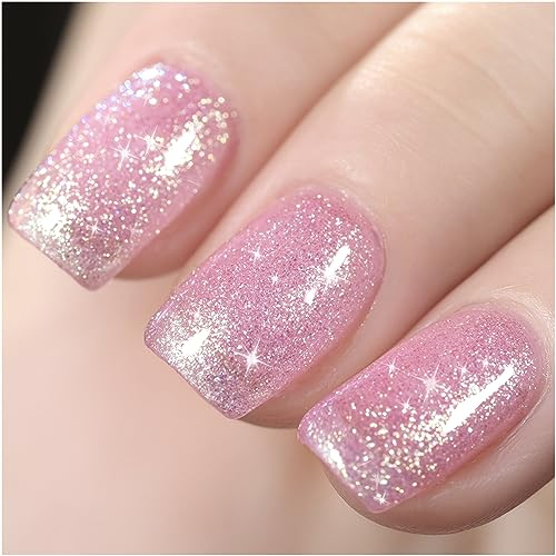 GAOY Shimmer Nagellack, 16 ml, Durchscheinender Gelee-Glitzer-Gel, Soak-Off-UV für Nagelkunst DIY zu Hause, 1614 Jelly Pink