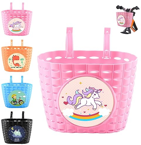 Fahrradkorb Kinder, Rosa fahrradkorb Kinder mädchen, Wasserdichter und robuster Fahrradkorb Vorne Kinder, Fahrrad ZubehöR Kinder, Bike Basket für Kinder, Jungen, MäDchen, Schule, Outdoor, Radfahren