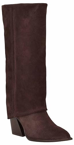 Nine West Stivali alti al ginocchio Rimepy donna con risvolto scamosciati, Marrone Espresso 200, 38.5 EU