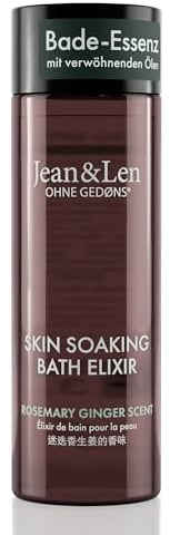 Jean & Len Bath Elixir Rosemary & Ginger, mit natürlichen Ölen, hinterlässt ein angenehmes Hautgefühl, krautiger Duft, Badeöl für alle Hauttypen, ohne Parabene & Silikone, 100 ml