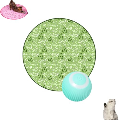 Jagd Katze Matte Spielzeug,Gitarre Katzenspielzeug, 2 In 1 Rolling Smart Ball Katzenspielzeug, Interaktives Katzenspielzeug für Wohnungskatzen,Simulated Interactive Cat Hunting Toy (grün+grün)
