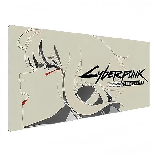 Cyberpunk 2077 Mouse pad|Black and White Gaming Mouse pad|XXL Mouse pad 900x400|Office Desk mat Large|Waterproof - Anti Slip|Lucyna Kushinada (31.5 x 11.8 x 0.1 in)
