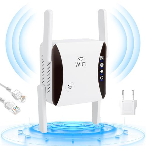 WLAN Verstärker - WLAN Repeater 1200Mbit/s Dual Band 5.8GHz + 2.4GHz WiFi Extender Booster mit 4 Antennen Repeater/AP Modus und WPS-Funktion,Internet Verstärker bis zu 3650 sq.ft und 35+ Geräten