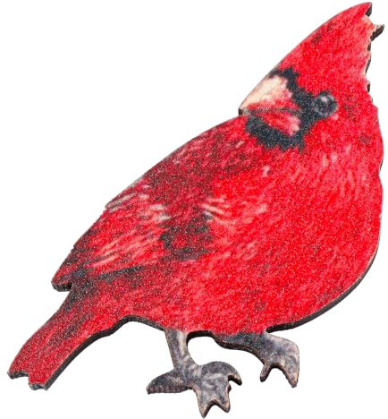 Broche Cardinale, Broche Oiseau Rouge Tendance Broche Oiseau Cardinal du Nord en Bois Broche Animal de Noël pour Femmes Fêtes Danses Mariages
