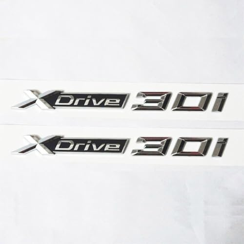 2X Für XDrive 30i Car Emblems X Drive 30i Schriftzug Badge Seite Chrom Aufkleber Ersatz passend für BMW X3 X5 X6 X7
