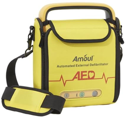 Halbautomatischer Defibrillator – Defibrillator für Zuhause und/oder Geschäft (Komplett-Set) – Erste-Hilfe-Defibrillator für Amateur/Profis mit halbautomatischer Entladung, 5 Jahre Garantie
