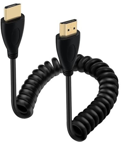 HuaLiSiJi HDMI Spiralkabel 4K 60Hz 24K Vergoldete Anschlüsse HDMI Kabel 10.2Gbps High Speed mit Ethernet/Audio Rückkanal für Blu Ray Player, TV, Computer (Schwarz, 1.8 m)