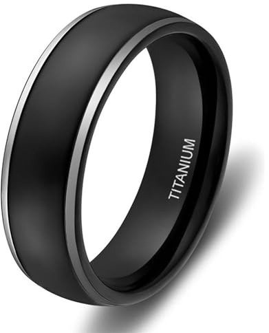 Ayoiow Partnerringe Titan für Damen Herren, Ringe Damen Titan für Sie Matt Titanstahl Kein Edelstein 8 mm Größe 61 (19.4)