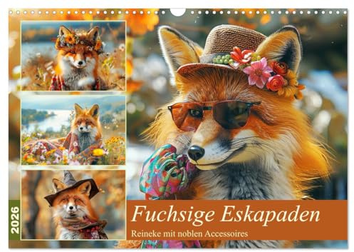 Fuchsige Eskapaden. Reineke mit noblen Accessoires (Wandkalender 2026 DIN A3 quer), CALVENDO Monatskalender: Fuchs-Fashion für ein modisches Jahr im Grünen (CALVENDO Tiere)