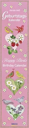 Geburtstags-LP Happy Birds i.w.: Immerwährender Wandkalender. Format 11 x 48 cm.