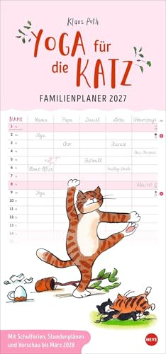 Puth Yoga für die Katz Familienplaner 2027: Witziger Katzen-Kalender mit gelenkigen Samtpfoten. Termin-Kalender mit 5 Spalten für Übersicht und Planung im Format 21 x 45 cm