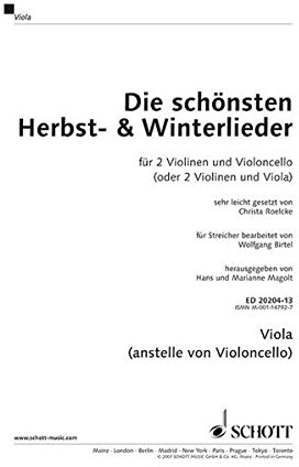 Die schönsten Herbst- und Winterlieder: Sankt Martin, Nikolauslieder und Weihnachtslieder. 2 Violinen und Violoncello (Viola). Viola.
