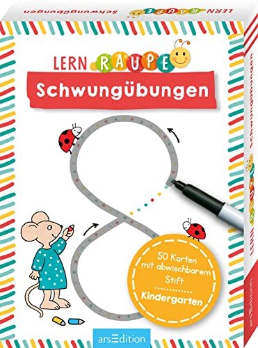 Lernraupe – Schwungübungen: 50 Karten mit abwischbarem Stift | Übungen für Kindergartenkinder