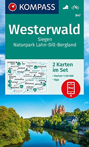 KOMPASS Wanderkarten-Set 847 Westerwald, Siegen, Naturpark Lahn-Dill-Bergland (2 Karten) 1:50.000: inklusive Karte zur offline Verwendung in der KOMPASS-App. Fahrradfahren.