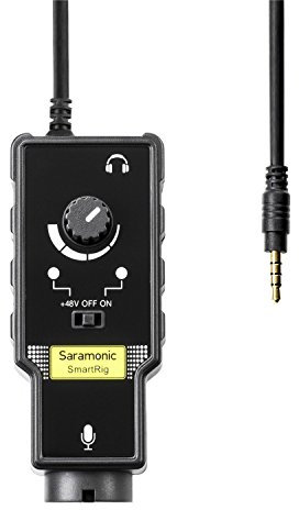 Saramonic SmartRig II XLR Microphone & 6.3mm Guitar Adapter with Phantom Power Preamp for iPhone, iPad, iPod, and Android Smartphones Black