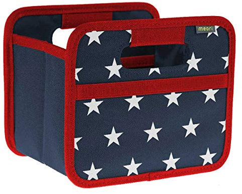meori Faltbox Mini in Marineblau mit Sternen – Kleine Klappbox mit Griffen – Geschenkidee und Allzweck Aufbewahrungslösung - A100316 - 16,5 x 12,5 x 14 cm