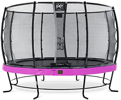 EXIT Toys Elegant Premium Rundes Trampolin - ø366cm - Mit Deluxe Sicherheitsnetz - Extra Starker und Stabiler Rahmen - Lange Federn - Rostfrei - Einfache Montage - Luxuriöse Ausführung - Lila