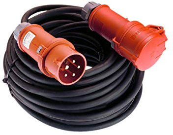 CEE-Stromkabel 32 A 5-polig, Querschnitt 4 mm² Verlängerungskabel Starkstromkabel Kraftstromkabel Starkstromverlängerung Gummiverlängerung H07RN-F 5G4, spitzwassergeschützt IP 44-50 m