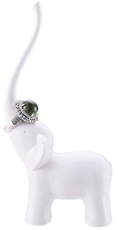 Fantes Elephant Ring Holder Organiser, Home Decor Ring Stand for Bedroom Living Room, 100% Melamine Material, Ceramic-Like