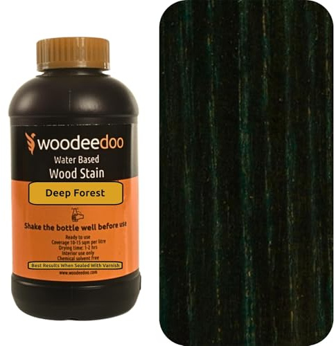 WooDeeDoo Water Based Wood Stain | Wood Dye | Ready to Use | Environmentally Friendly | Solvent Free | Odour Free | 450 ml | Deep Forest