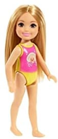 Barbie Club Chelsea Beach Doll, 6-inch, Pink and Yellow Sea Shell Bathing Suit