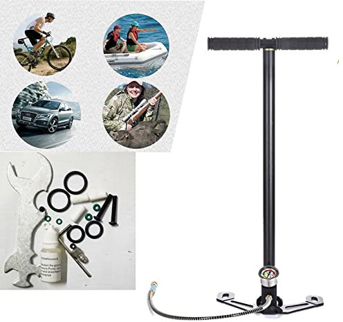 4500psi Air Rifle Gas Filling Pump 3 Stage PCP Charging Stirrup Pump Hand Pump Air Gun with Precision Pressure Gauge for Multipurpose