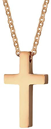 PAURO Men's Women's Dainty Cross Stainless Steel Pendant Necklace with 20 Inches Chain Rose Gold Large