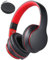 Rockpapa E7 Wireless Over Ear Kids Bluetooth Headphones with Microphone, Foldable Hi-Fi Stereo, Wireless Wired for Phone/PC/TV, Include Travel Case, Black Red