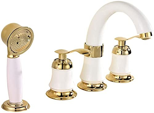 RGERG Wannenrandarmatur 4-Loch Swing Badewannenarmatur Badarmatur Armatur Für Die Badewanne Mit Handbrause