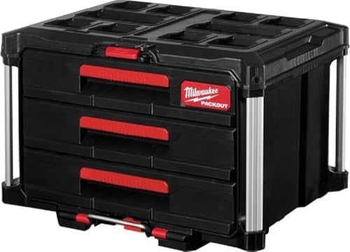 Milwaukee Packout ( 4932472130 ) - Valigetta con 3 casetti, Nera e Rossa.