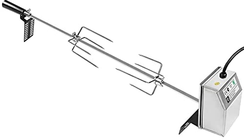 LZQ Grillspieß Set 107 cm inkl. 2X Fleischnadeln und Edelstahl Motor, 220V, Drehspieß, Rotisserie, elektrischer Drehspiess, universal Grillspiess 304 Edelstahl