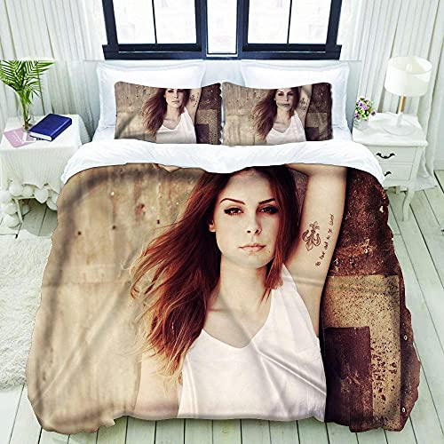 yusanbaihuodian 3D Bettbezug Set Kissen Bettwäsche Bettwäsche-Set-Lena Meyer-Landrut-Einzel: 1 + Kissenbezug Einzel (135x200cm) Staubmilben- und Allergiekontroll Geeignet Für Bettwäsche-Sets Alle Ja