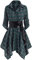 OLIPHEE Women's Shirt Dress Check Tartan Shirt Long Sleeve Blouse Mini Dress Long Top Waist Belt Plaid Shirt Skirt Green XXL