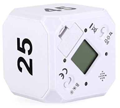 Hoshen Temporizador de Cubo con Sensor de Gravedad, 5-15-25-45 Minutos Cuenta Regresiva para la gestión del Tiempo, recordatorio de horneado en la Cocina, Caja Original (sin batería), Blanco