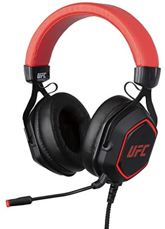 Konix UFC Cuffie da gaming con cavo 7.1 per PC - Altoparlanti da 50 mm - Microfono rimovibile - Cavo USB da 2 m - Retroilluminazione - Nero e rosso