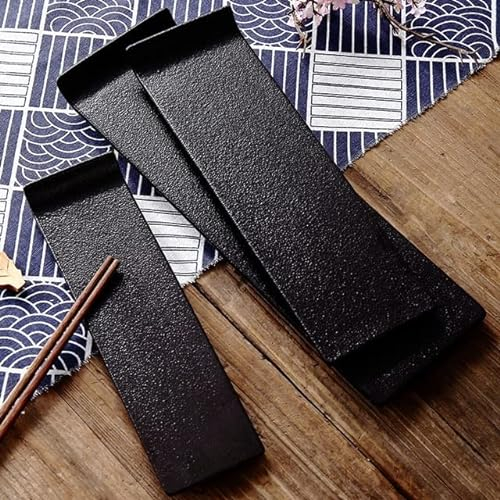 LINPM Piatto da Portata per Sushi in Ceramica Nera Set di stoviglie rettangolari Ristorante Piatto di Cucina Giapponese per la casa