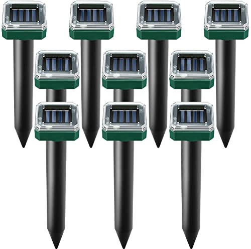 10 Pack Mole Repellent Solar Powered, Solar Mole Repellents Ultrasonic