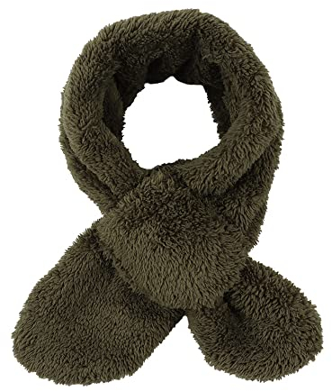 Pesaat Sciarpa invernale in pile per bambini tinta unita sciarpe per neonati e ragazze sciarpe avvolgere collare croce scaldacollo per bambini 1-6 anni, Verde militare, Taglia unica