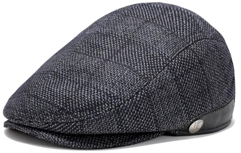 Superora Herren Schiebermütze Barett Cap Baumwolle Unisex Mütze 1920 Stil Herren-Schiebermütze Winter Warme Flat Cap mit Karomuster Baumwollmützen