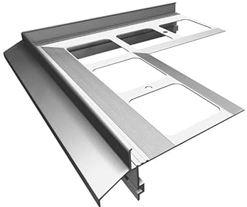 Renoplast® Aluminium Ecke 90° für Traufprofil K40 Grau | Fertigstellung von Terrassen und Balkonen | Fliesenböden auf Klebemörtel | Wasser ablaufsysteme Winkelprofil | Korrosionsschutz