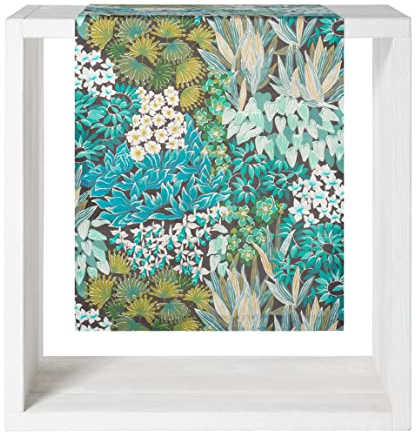 Proflax Kissenhülle Mitteldecke Tischläufer Tropea Blumen Farbe: Lagune (50x140 cm Läufer)