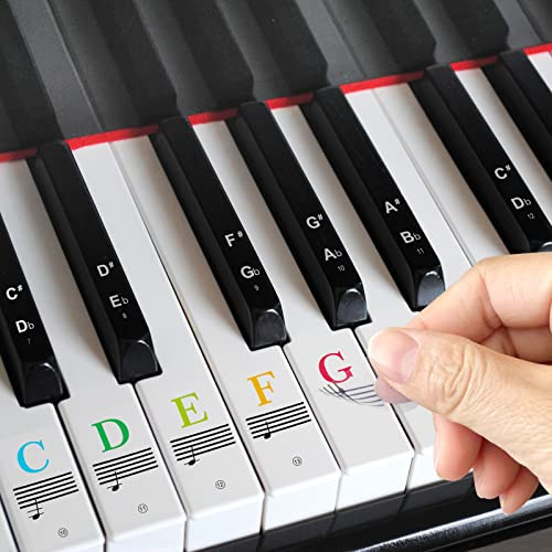 Piano Stickers Keyboard Key Note: Removable Piano Keyboard Note Labels - Piano Keyboard Note Stickers for Beginners (Multicolor)