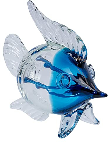 levandeo Deko Fisch H19cm Glas Skulptur Tischdeko Maritim Deko Aufsteller Glasfigur Blau Wohndekoration