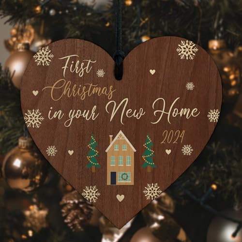Red Ocean First Christmas In Your New Home Christmas Bauble 2023 Wood Tree Decoration New Home Gifts For Couple Family