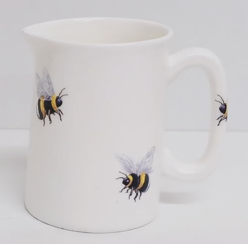 Bees Quarter Pint 142ml Jug Fine Bone China Bumblebee Pitcher Hand Decorated in UK