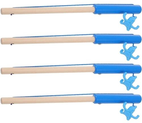 Kids Magnetic Fishing Pole 4pcs Wooden Magnetic Fishing Rods for Pool Activity Accessory Fishing Rod Toy